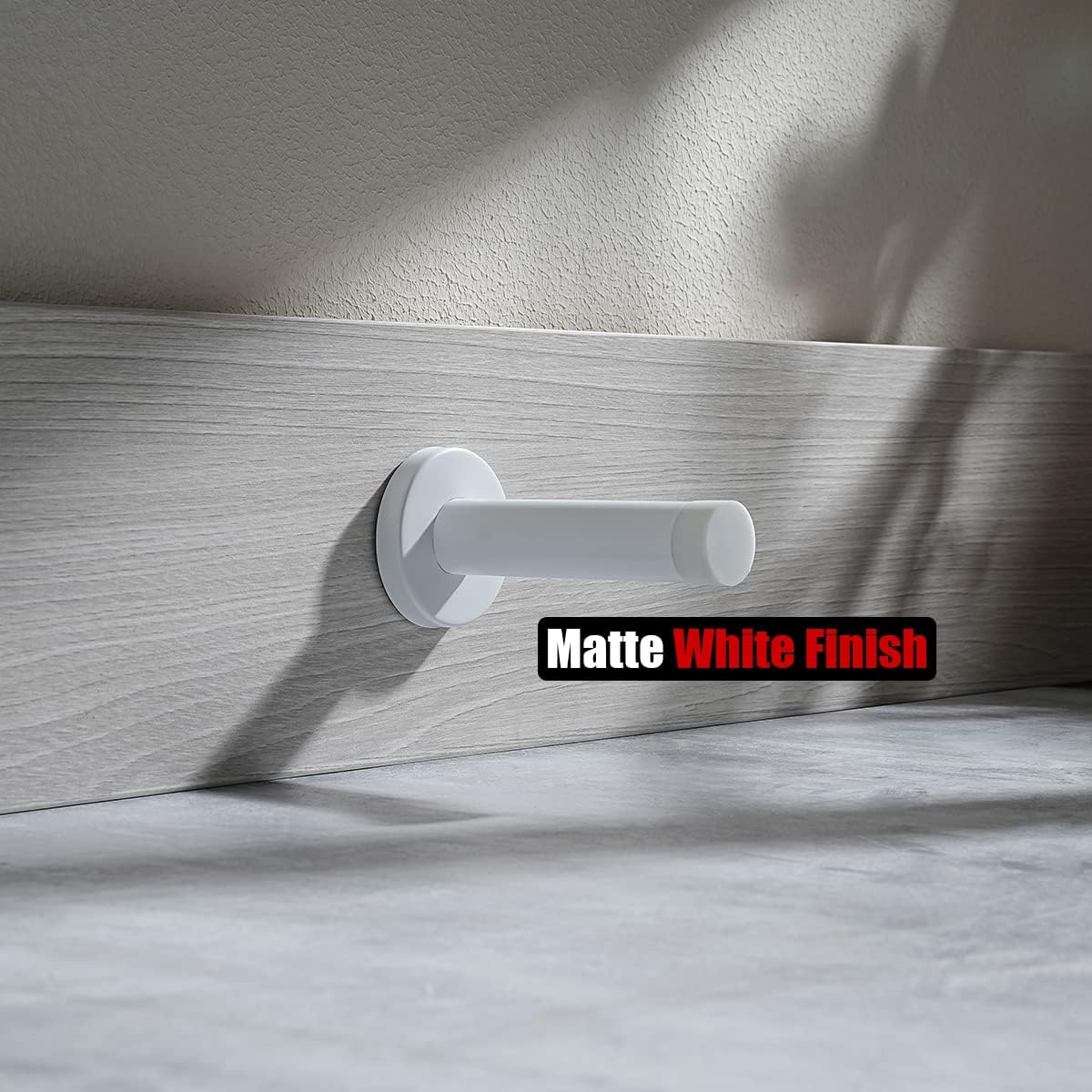 JQK Door Stopper White, 304 Stainless Steel Thicken 1mm Sound Dampening Door Stop Bumper Wall Protetor, DSB5-WH