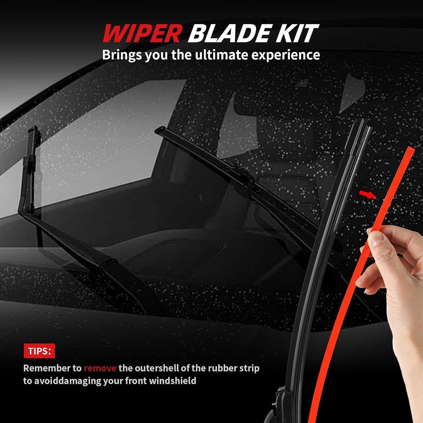 OTUAYAUTO Windshield Wiper Blades - Replacement for Audi Q5 2018 2019 2020 2021 2022 2023, Front and Rear Wipers Set, Top Lock - 24"+20"+15" (Pack of 3)