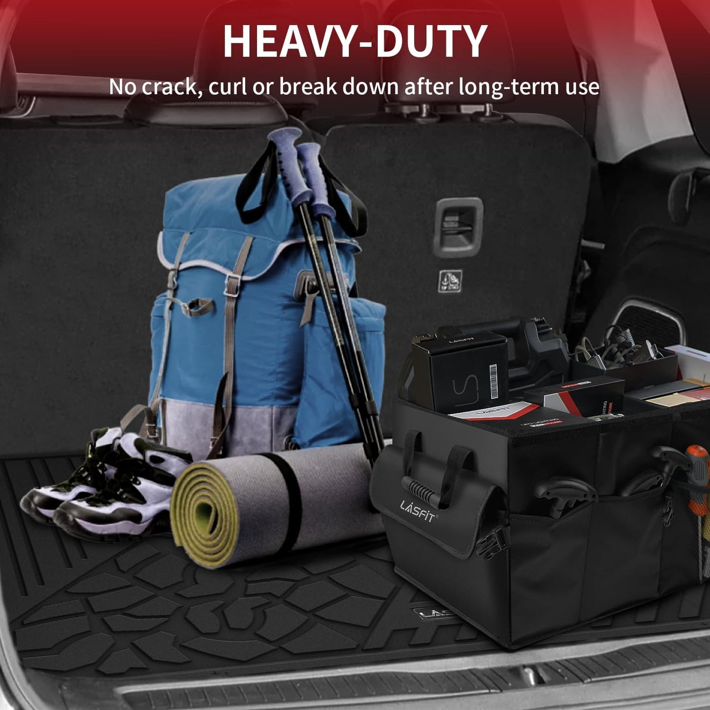 LASFIT Trunk Mat for Jeep Grand Cherokee 2022-2025 5-Seat (Include 4xe, NOT for L) All Weather TPE Custom Fit Cargo Mat Trunk Liner Cargo Liner, Black