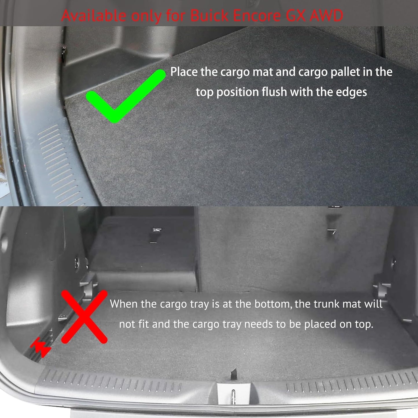 KELCSEECS® Floor Mats & Cargo Liner Custom for Buick Encore GX AWD 2020-2026(Cargo Tray in Upper Deck Position) All Weather Protection TPE Floor Liners Full Set Encore GX AWD Accessories Black