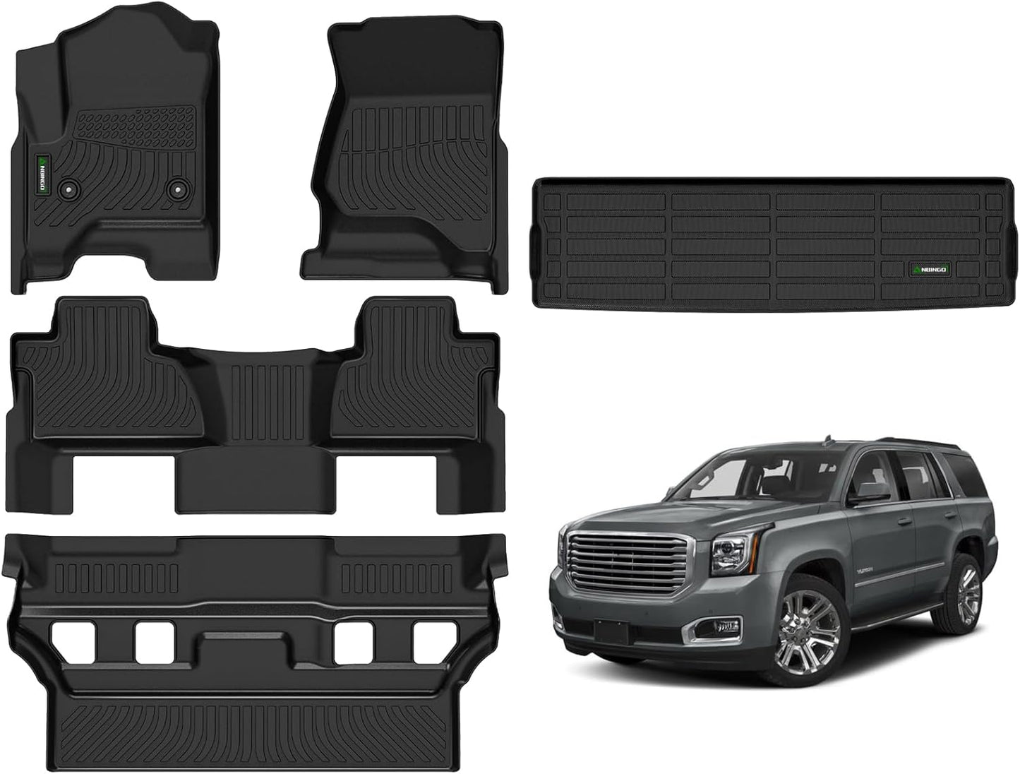 ANBINGO®Floor Mats Fit for Chevy Tahoe/GMC Yukon 2015-2020(Bucket Seat / 7 Seat)(Not for XL)&Cargo Liners All Weather Mats for Tahoe TPE Car Rugs for Yukon Rubber Trunk Carpet for Tahoe Accessories