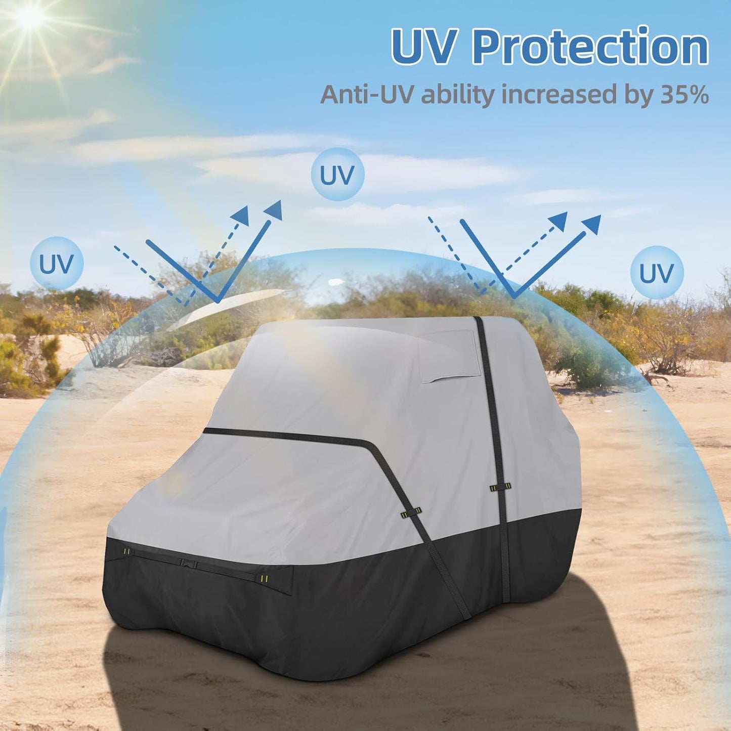 UTV Cover, Waterproof Side by Side Cover,2-3 Seaters Outdoor Storage Cover with Windproof Straps Compatible with Polaris, RZR, Honda, Can-Am, Yamaha 160" x70" x 80"