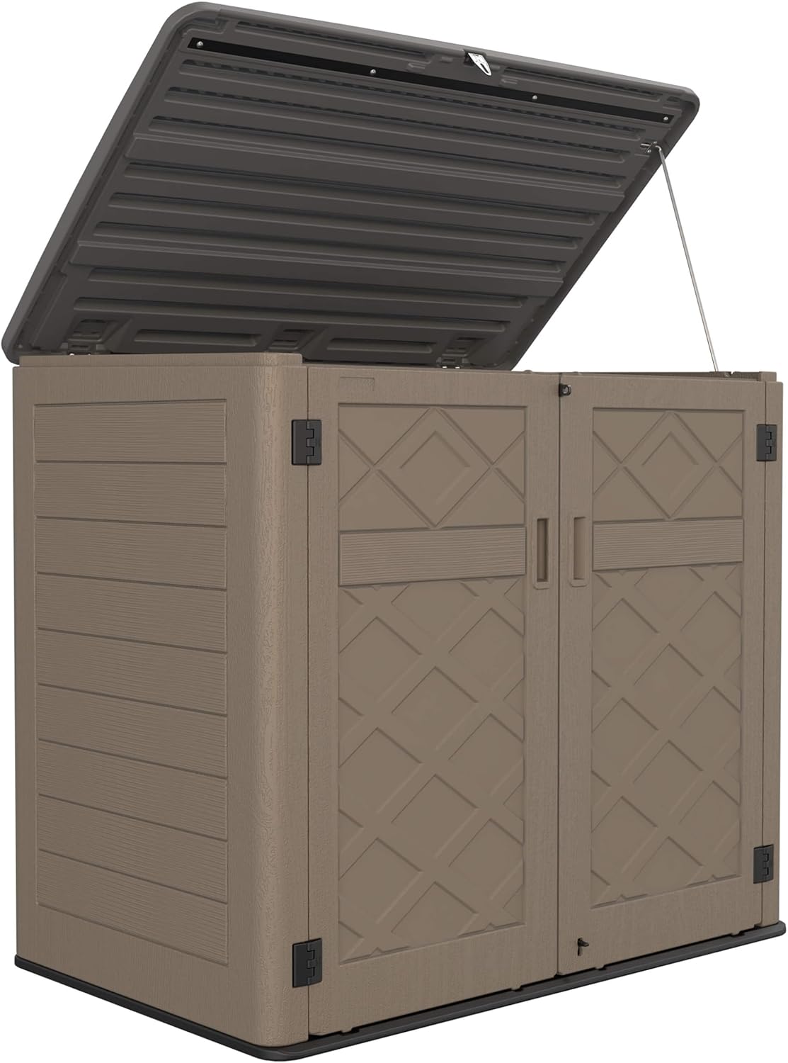 HOMSPARK Storage Shed Weather Resistance, Multi-Purpose Outdoor Storage Cabinet Waterproof, Outdoor Storage Cabinet for Bike, Garbage Cans, Lawnmower, Garden Accessories (coffee, Extra Large-48 cu ft)