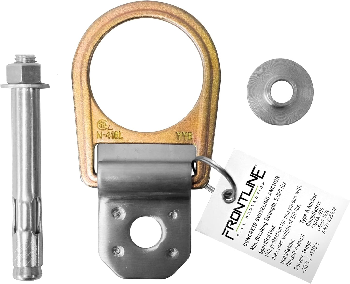 Frontline Fall Protection COB01SW Concrete Swiveling Anchor | Anchor swivels 360 degrees and flips 180 degrees | Easy and quick to install | OSHA & ANSI Compliant