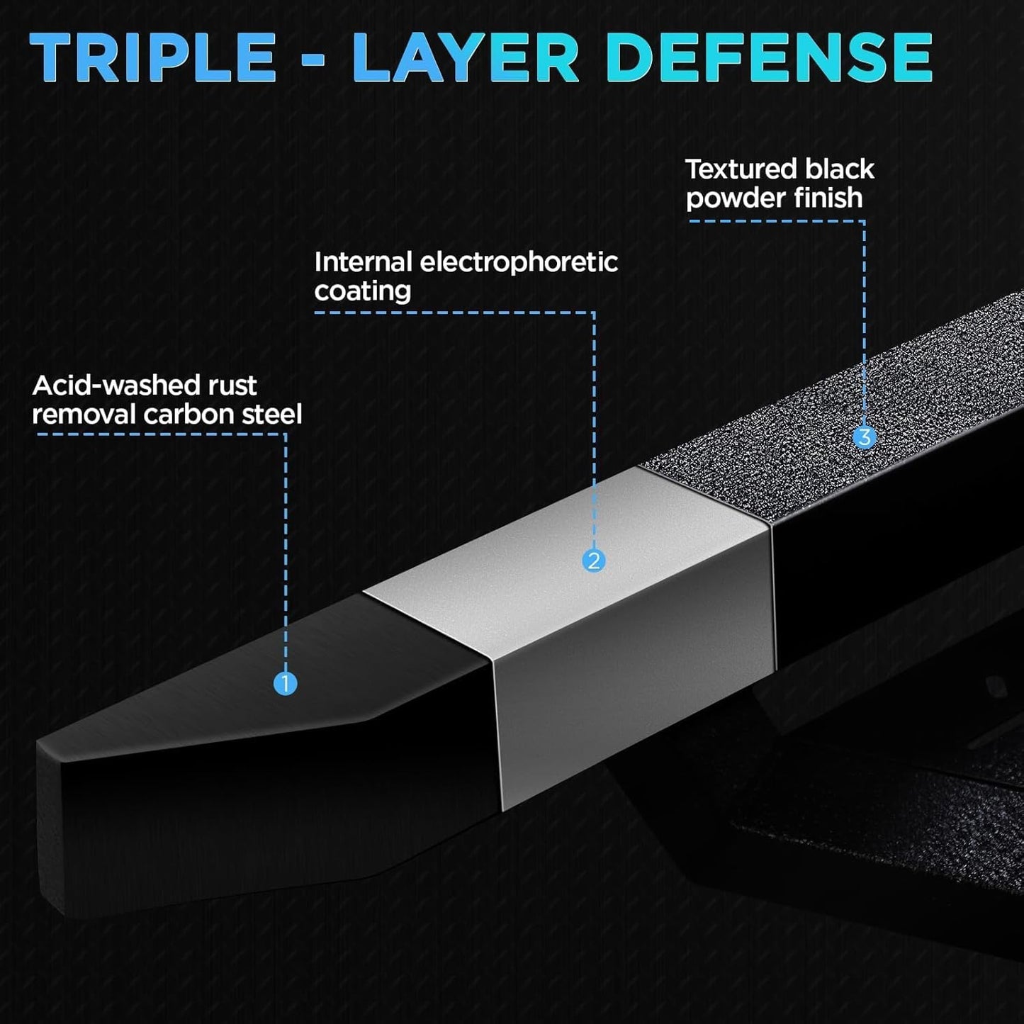 Running Boards Compatible with 2007-2018 Jeep Wrangle JK 4 Doors, Carbon Steel Coated Black Side Steps Nerf Bars