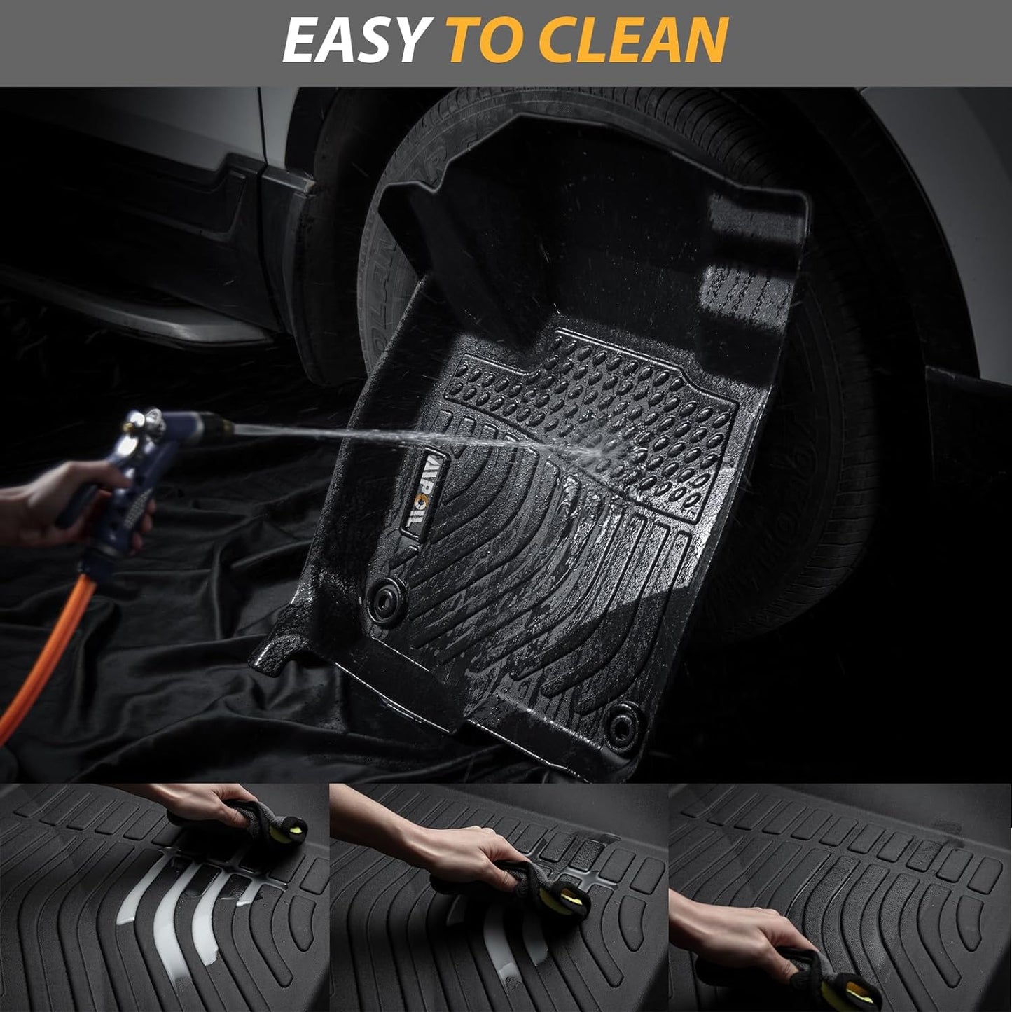 AIPOIL® Floor Mats for 2017-2020 Ford Fusion & Lincoln MKZ | Front & 2nd Row | Easy to Clean | All-Round Protection丨Non-Slip丨All-Weather,Black