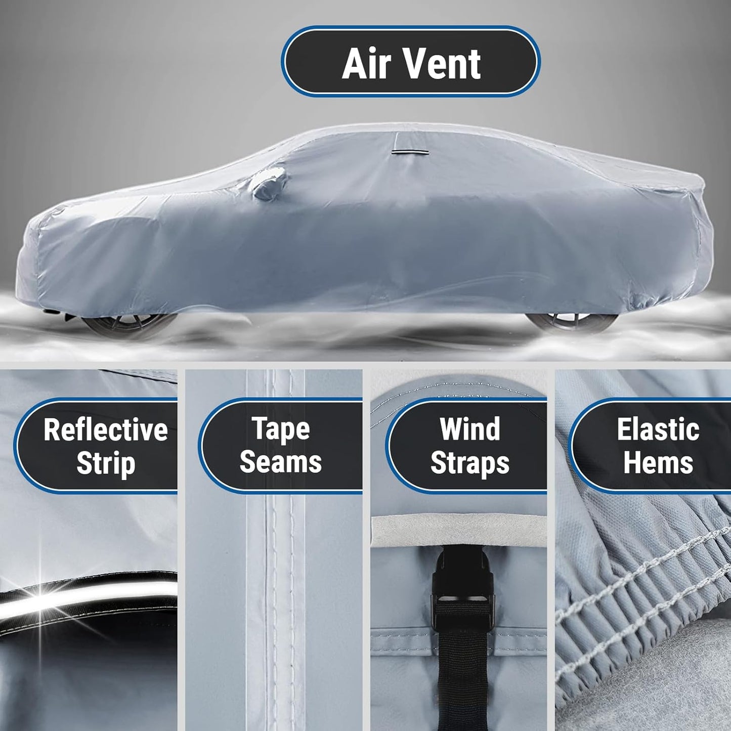 iCarCover Custom Car Cover for Chevy Cruze Sedan (2009-2019) Waterproof All Weather Rain Snow UV Sun Protector Full Exterior Indoor Outdoor Car Cover (Stripe - Gray/Black)