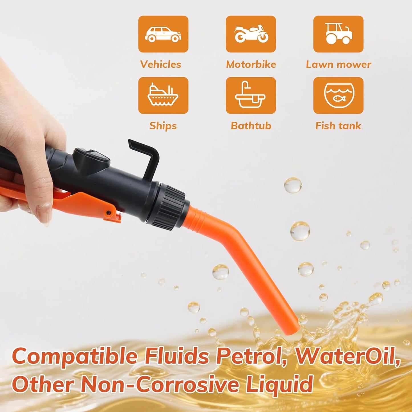 Portable Power Battery Pump - Battery Powered Siphon Fuel Transfer Pump, Siphon Pump for Gasoline, Fuel, Diesel, Water Universal Fit for Gasoline, Car, Portable Fuel Transfer Pump