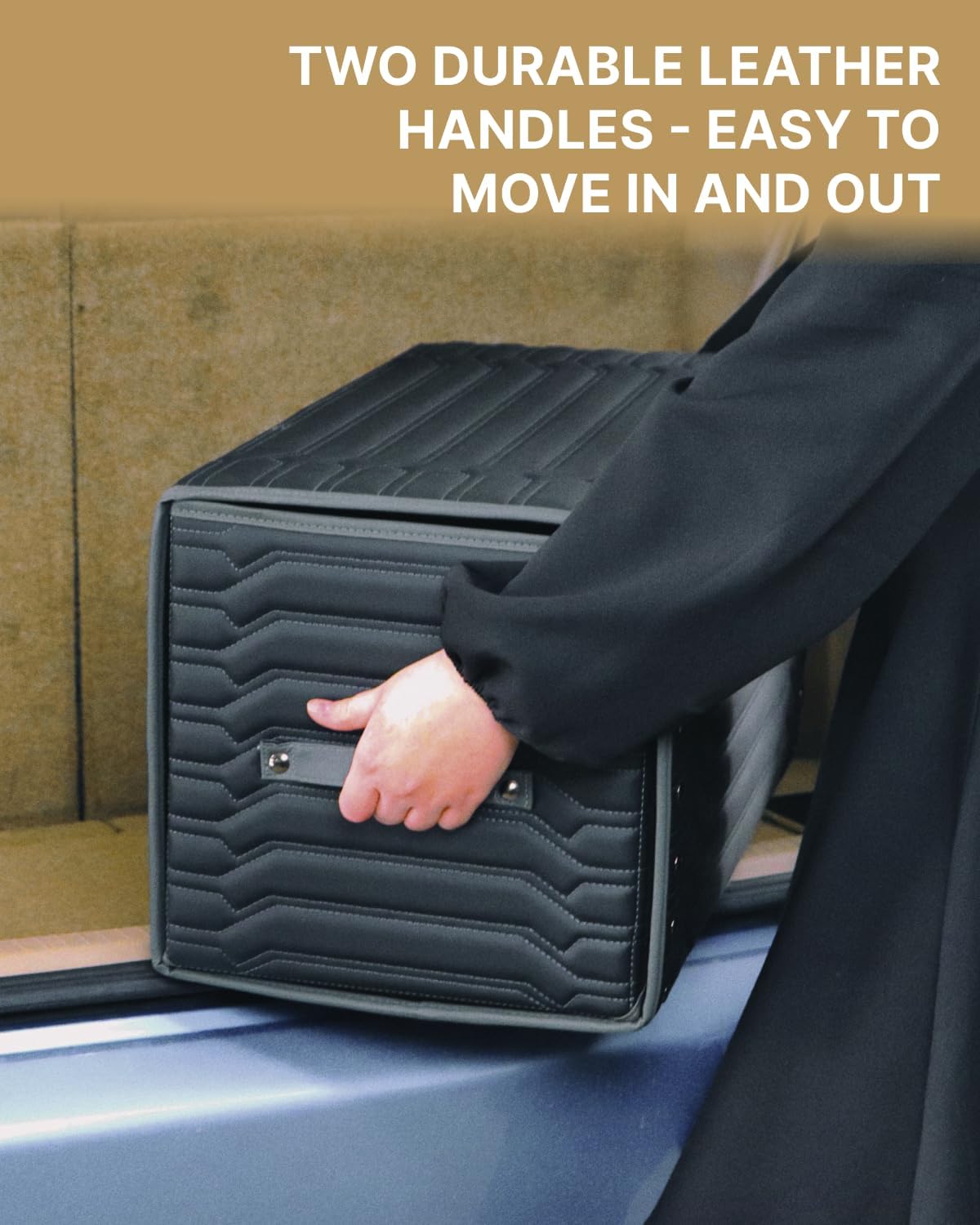 Car Trunk Organizer For Shoes - Storage Crate For SUV, Sedan Or Truck - Foldable Cargo Bin For Travel Gear & Sports Kits - Practical Holiday Gifts For Drivers (Highway 21.6 inch)