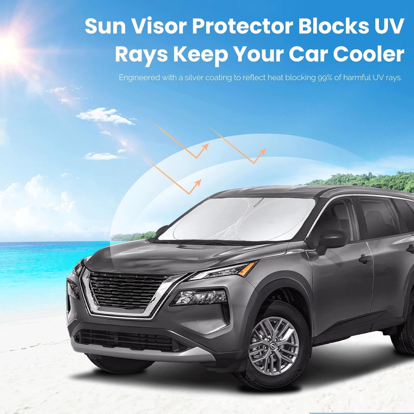 Custom Fit Rogue Windshield Sunshade for 2023-2024 2025 Nissan Rogue (NOT for Rogue Sport & 2021 Rogue 3rd Gen. T33) Window Car Shades Shield Cover for Windshield 210T Silver Coating Sun Visor