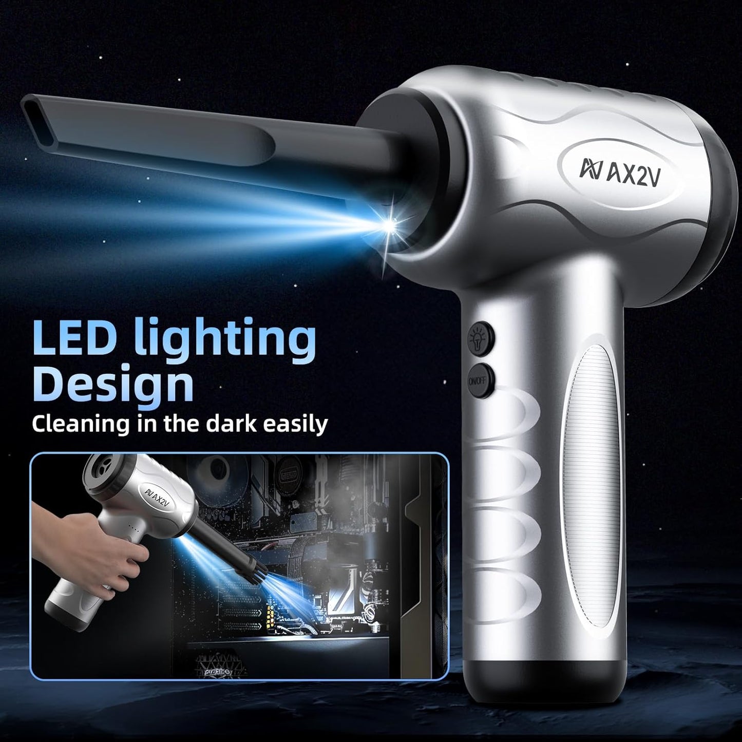 2-in-1 Car Vacuum & Air Duster,70W/16kpa/1200000RPM/35 Mins,High Powerful Dust Cleaner Portable Compressed Air Blower,Lightweight Handheld Mini Vacuum for Car/Home/Office