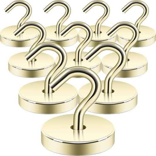 Neosmuk Magnetic Hooks, Cruise Ship Essentials, 120lb+ Heavy Duty Magnetic Hooks for Cruise Cabins, Refrigerator, Grill, Hanging, and Travel | Extra Strong Must-Haves Magnet Hook,Gold,Pack of 10