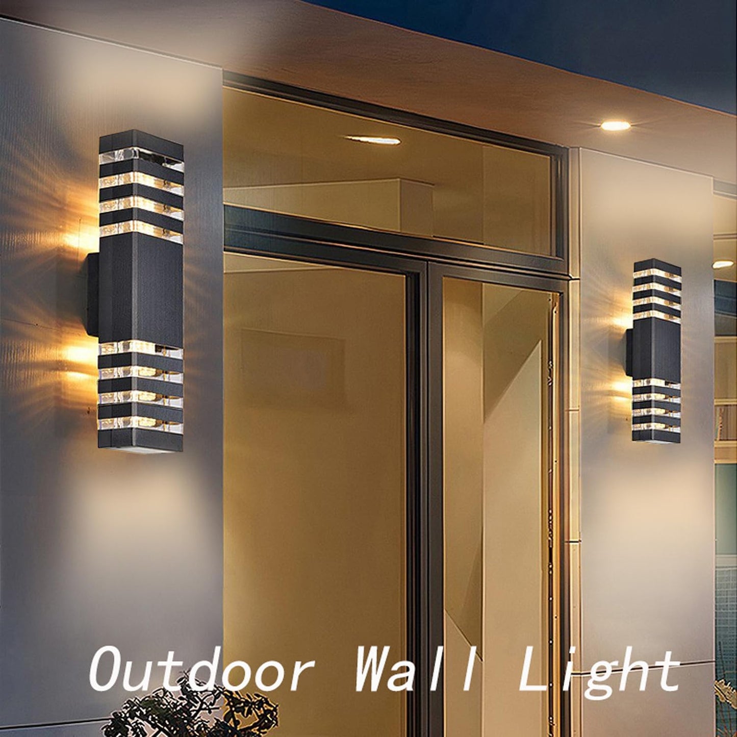 18inch LED Square Up & Down Wall Lights,24W Outdoor Wall Light 4000K Day White Aluminum Body Waterproof IP65 LED Exterior Light Fixtures Wall Mount for House Patio Garage Garden. (2 Pack)