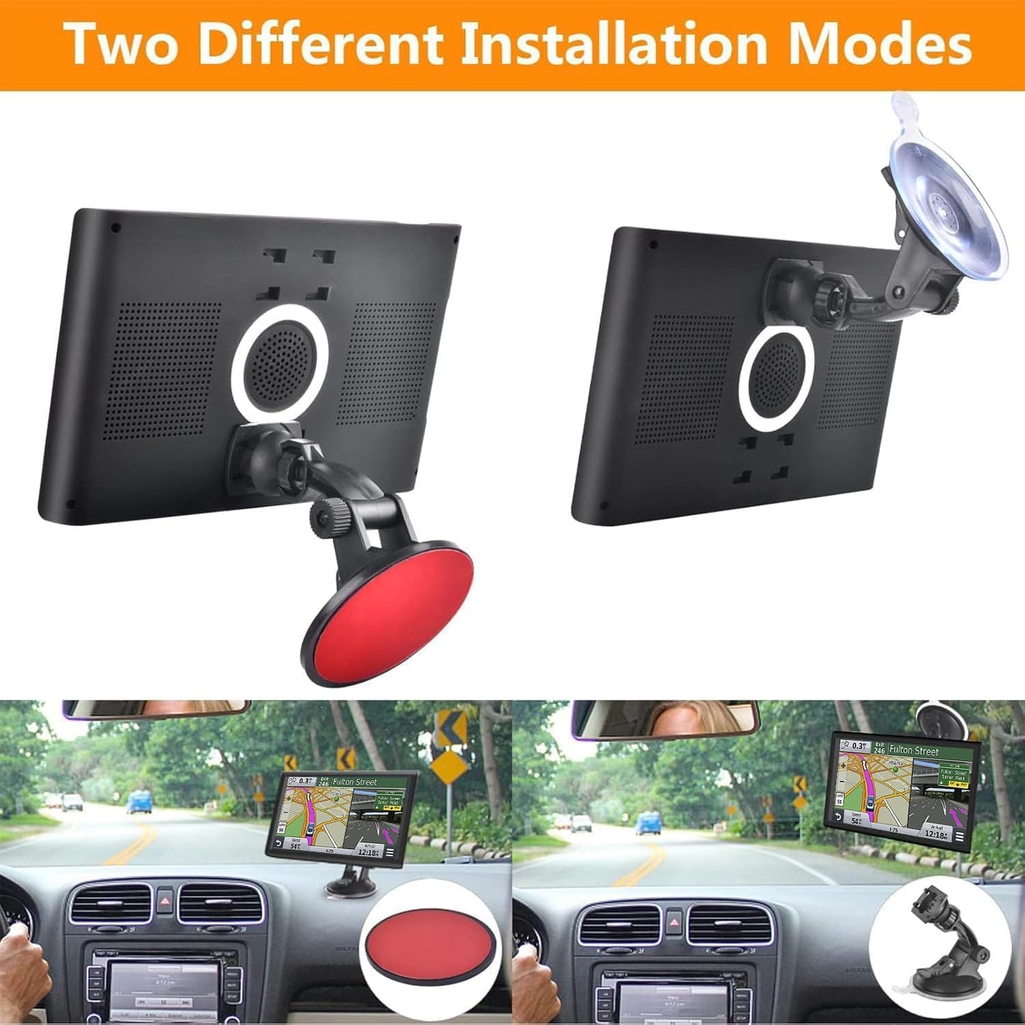 GPS Navigator for Car Truck RV, 9 ” Trucker GPS for Semi Truck 2025 Map， Real Voice Spoken Turn-by-Turn Direction Reminding Navigation System for Cars, Vehicle GPS with Speed and Red Light Warning