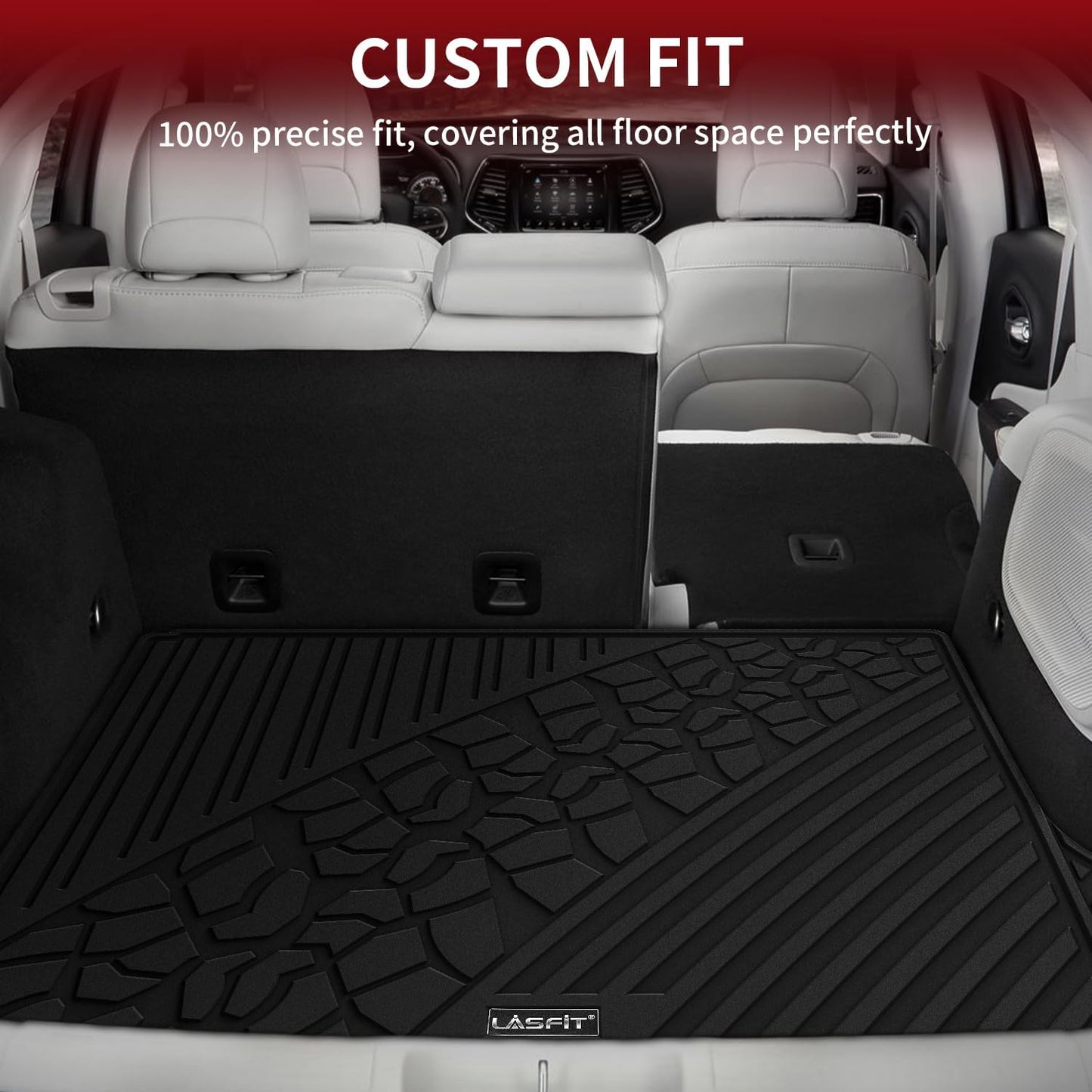 LASFIT Trunk Mat for Jeep Grand Cherokee 2022-2025 5-Seat (Include 4xe, NOT for L) All Weather TPE Custom Fit Cargo Mat Trunk Liner Cargo Liner, Black