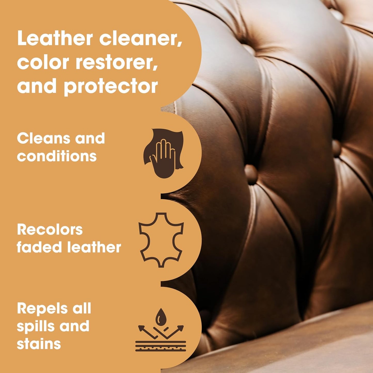 Furniture Clinic Leather Complete Restoration Kit | with Leather Recoloring Balm, Cleaner, 2-in-1 Protection Cream & Conditioner, Sponge, and Cloth | Repair Kit for Furniture (Camel)