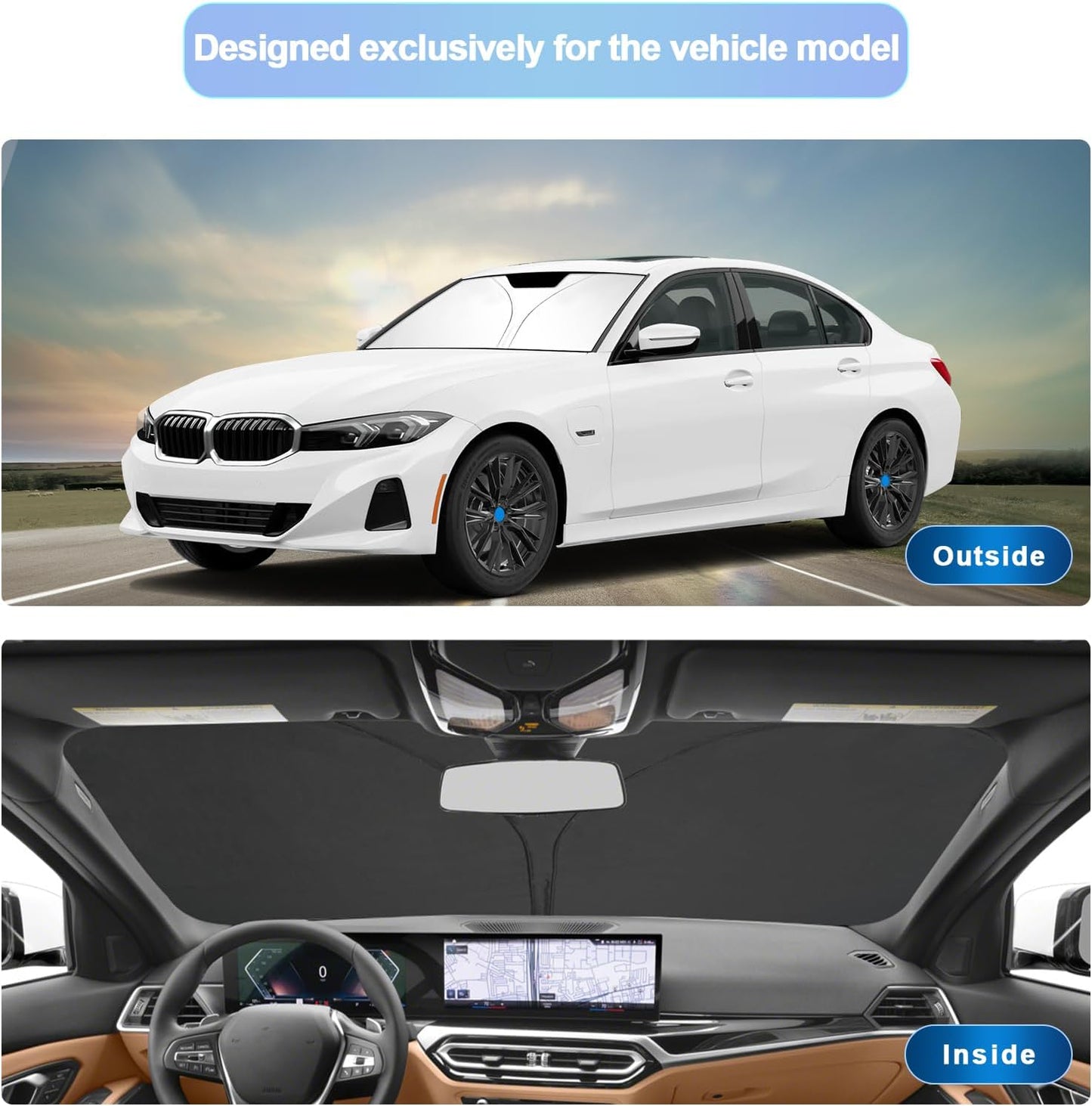 SXCY for 2020-2023 2024 BMW 3 Series Windshield Sunshade 2022-2024 3 Series 330i M340i Accessories 2023 2024 3 Series Sun Shade Foldable Sun Shield for 2024 BMW 3 Series Sun Protector, Silver