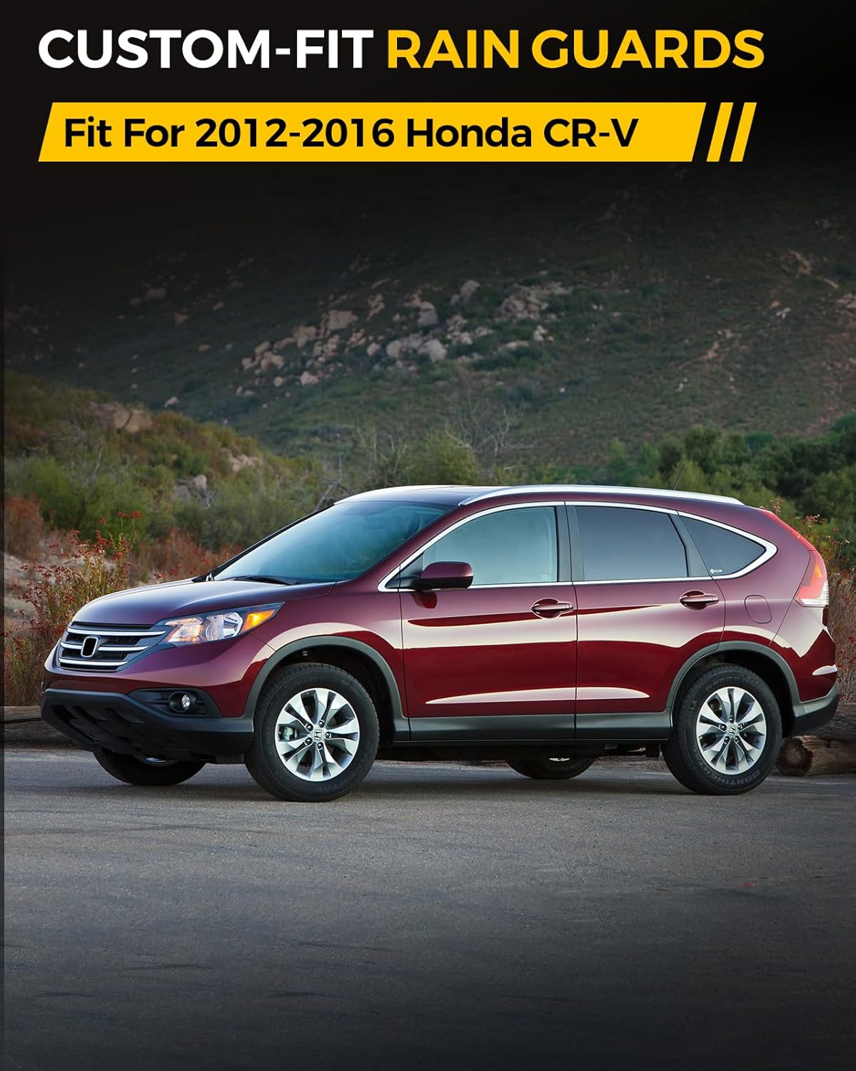 Rain Guards for Car Windows, Tape-On Window Visors Rain Guards Fit for Honda CR-V 2012 2013 2014 2015 2016, Window Deflectors, Vent Visors for Honda Car Accessories, 4 Pieces