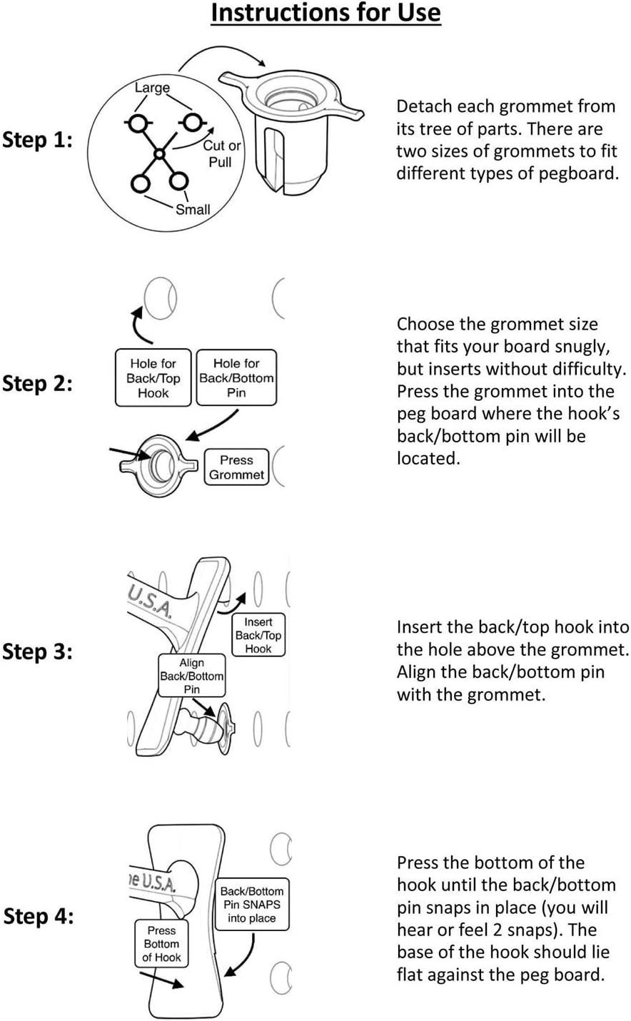 PegPro® J & 2" Hooks Kit for Standard “Wood Fiber” pegboard – Durable Plastic Pegboard Hooks - for Garage, Kitchen, Craft Room, and More (J & 2" Hook - 50 Pack, Black)