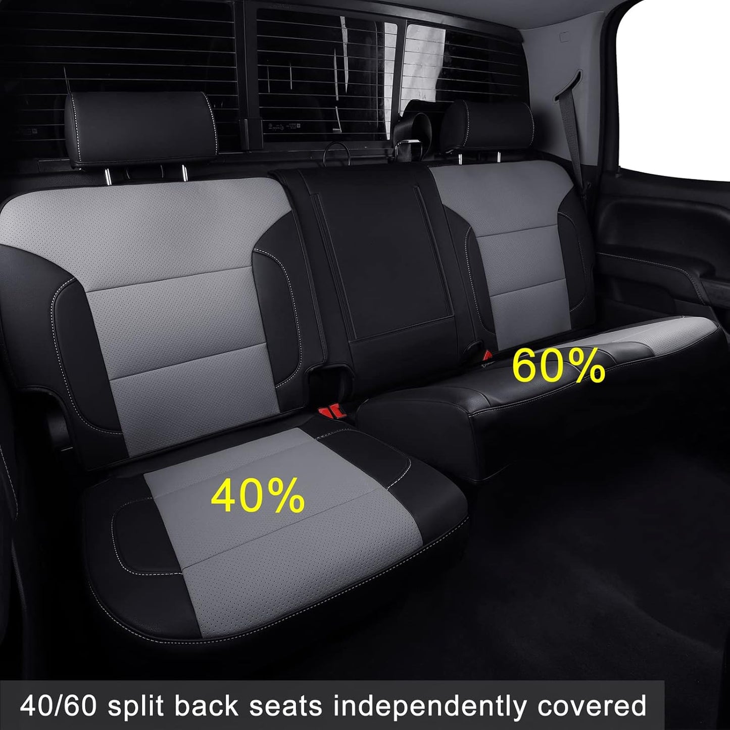 LUCKYMAN CLUB Custom Fit Seat Covers for 2014-2018 Chevy Silverado Sierra 1500 Crew Cab, 2015-2019 Silverado Sierra 2500 3500 Crew Cab (Black&Gray)