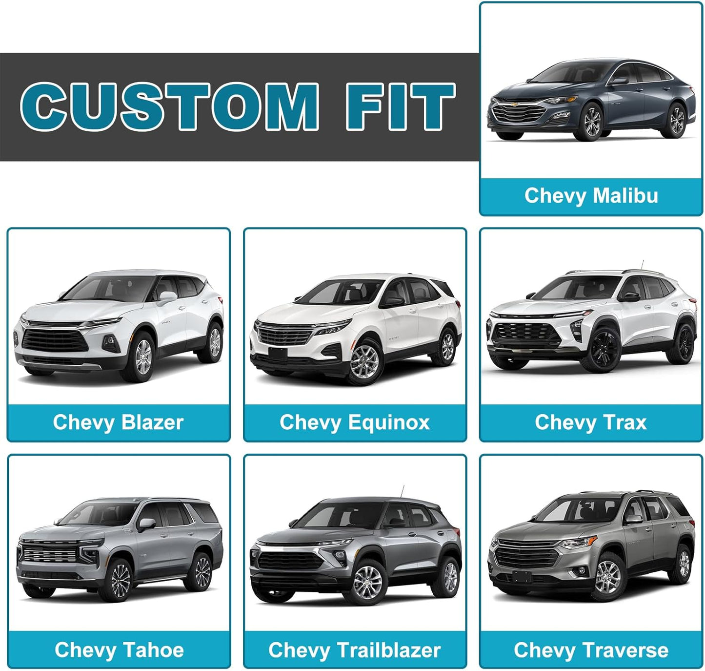 GIANT PANDA Fit Chevy Equinox Trax Malibu Blazer Trailblazer Traverse Tahoe Front Car Seat Cover, 3D Air Mesh Breathable Seat Protector, Black（2-Pack