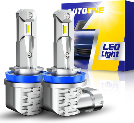 AUTOONE H8 H9 H11 Light Bulbs, Direct H11 Replacement 16000LM Fog Light, Fanless Mini Size, Pack of 2