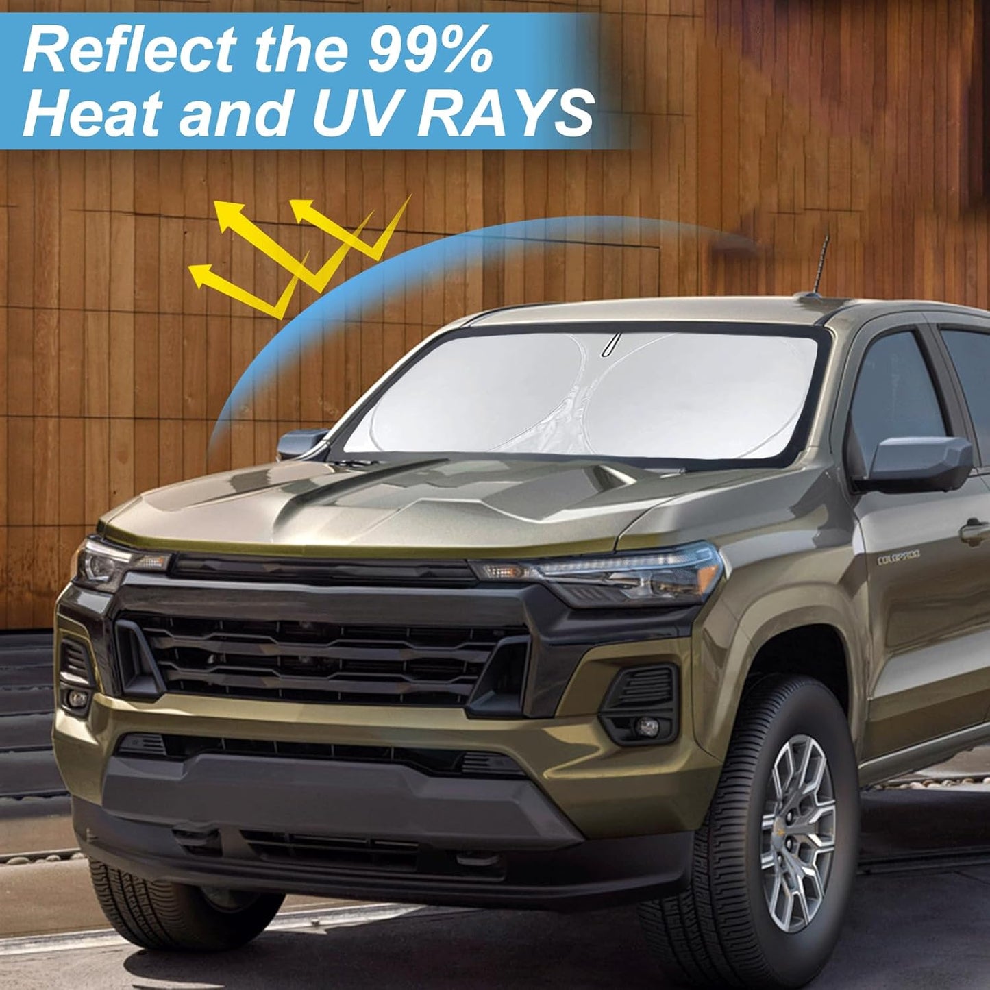 Foldable Windshield Sun Shades for 2021-2023 Nissan Frontier, Sunshade Cover Protector Custom Fit Nissan Xterra Armada Reflector Sun Visor Front Window Shade Cool Car Accessories-(61" x 33.5")