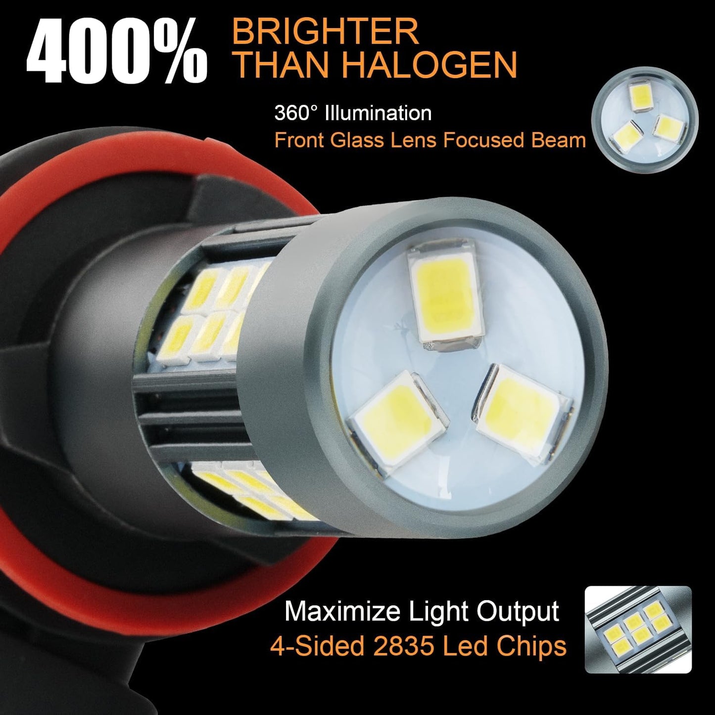 H11 LED Bulbs, H8 H16 Fog Light 6500K Cool White, Pack of 2