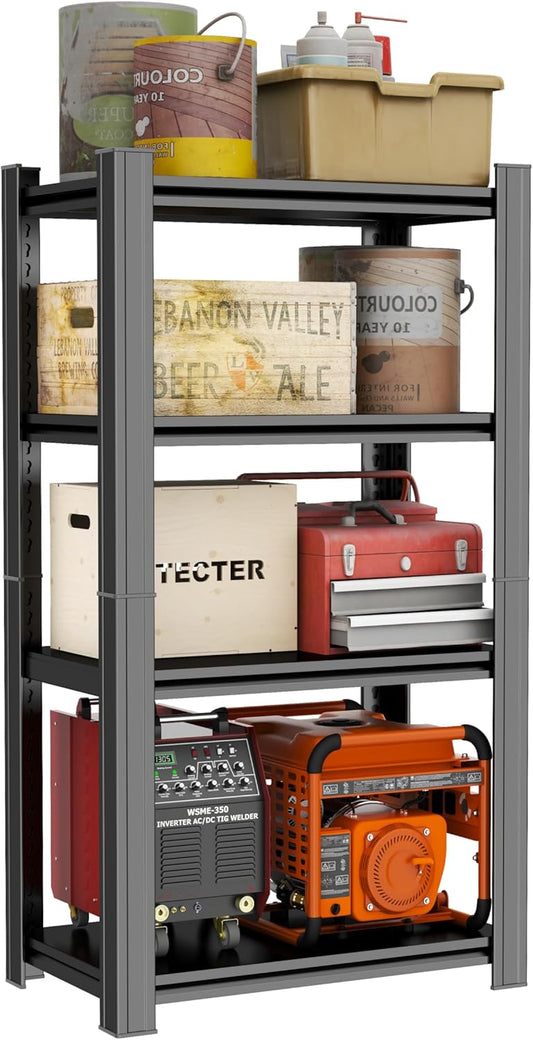 Metal Garage Shelving Unit, Heavy Duty 4-Tier Adjustable Storage Rack, Steel Shelving,2000 lbs Capacity, Industrial Shelves for Heavy Tools and Equipment (4-Tier 44" H x 24" W x 14" D)