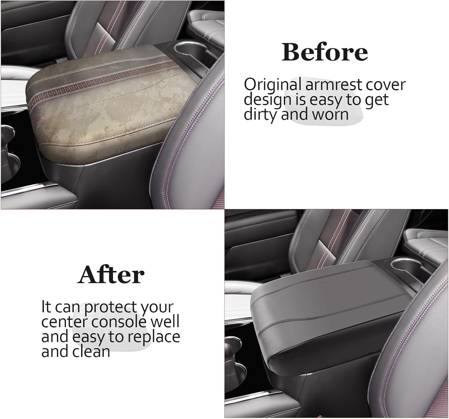 SKTU 2025 Tahoe Center Console Cover for 2025+ Chevrolet Tahoe/Chevrolet Suburban Armrest Cover 2025 Chevy Tahoe/Chevy Suburban Seat Box Cover 2025 Chevy Tahoe Accessories Center Console Cushion