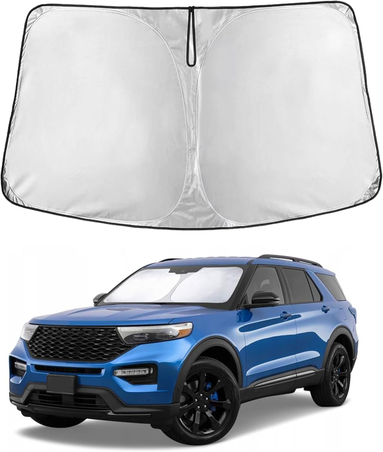 for Ford Explorer Car Windshield Sunshade Compatible with 2011-2019-EcoNour 240T Polyester Material Cars Sun Visor Reflector Blocks UV Rays - Foldable Sunshade Interior Protection Accessories