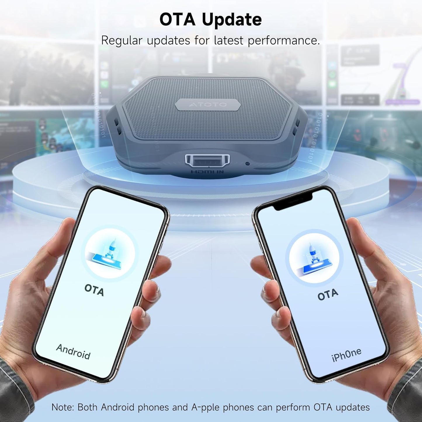 AD1 Wireless Carplay Adapter with HDMI, 2 in 1 Upgraded Dongle for Wired CarPlay Cars, Plug & Play HDMI Multimedia Hub for TV Box/Game Console/DVD/Blu-ray, Bluetooth 5.2, OTA Updates