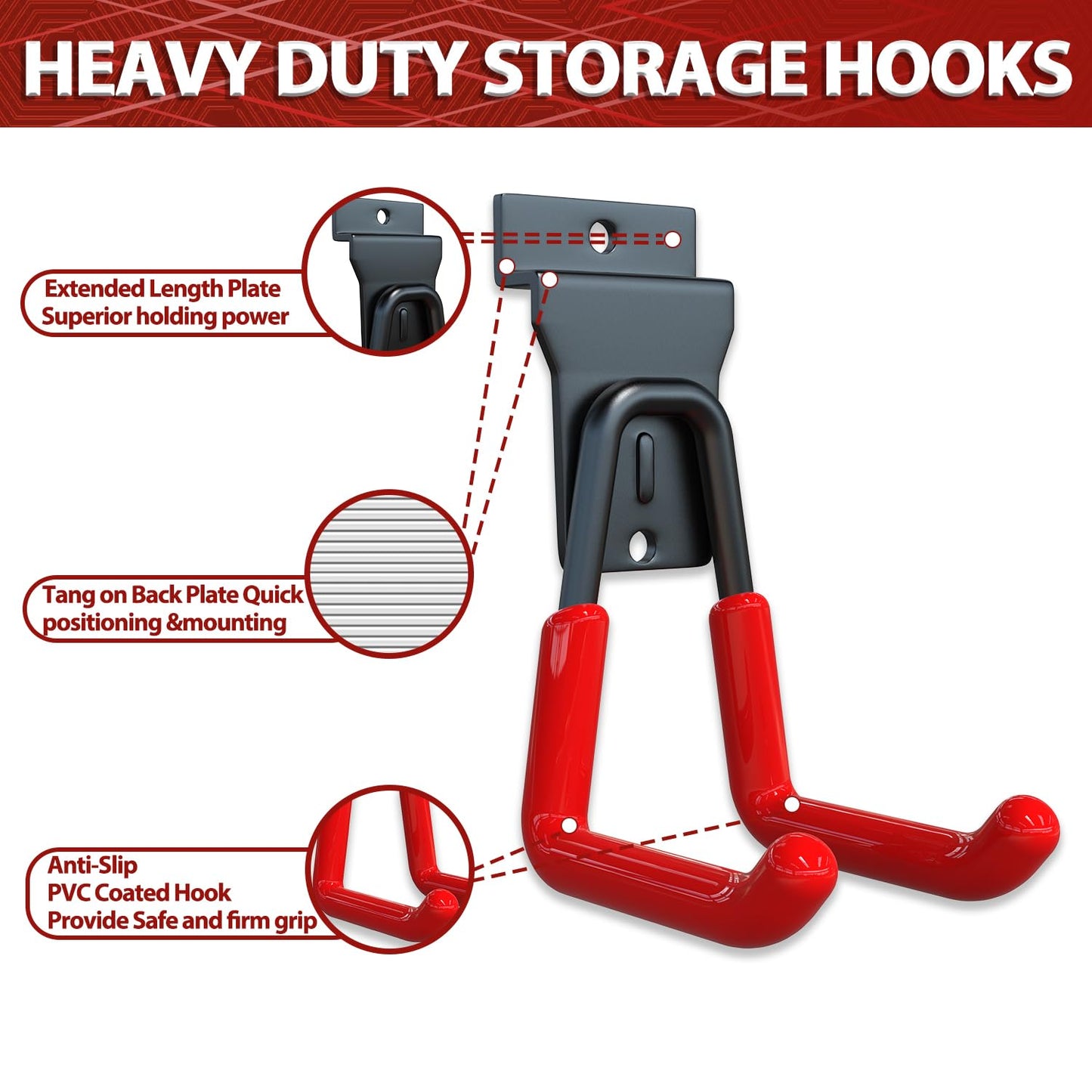 3-H Slatwall Accessories 18 Pack, Slatwall Hooks & Hangers Multi Sizes, Slat Wall Heavy Duty for Space Saving Used as Proslat Accessories with Slatwall Panel(Red)