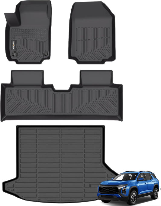 GINOWY- Floor Mats & Cargo Liner for Chevy Equinox 2025 2026 &GMC Terrain 2025 2026, TPE All Weather Equinox Car Mats, Custom Terrain Floor Liners, Non-Slip Trunk Mat, Waterproof Accessories Black