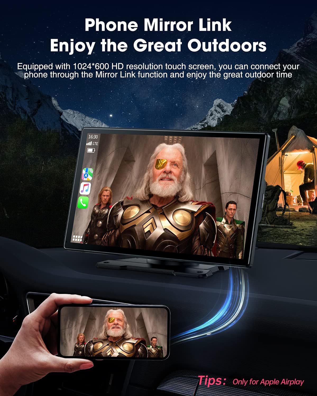 9-Inch Wireless Car Stereo with Carplay, Backup Camera, GPS Navigation, Android Auto - by LAMTTO