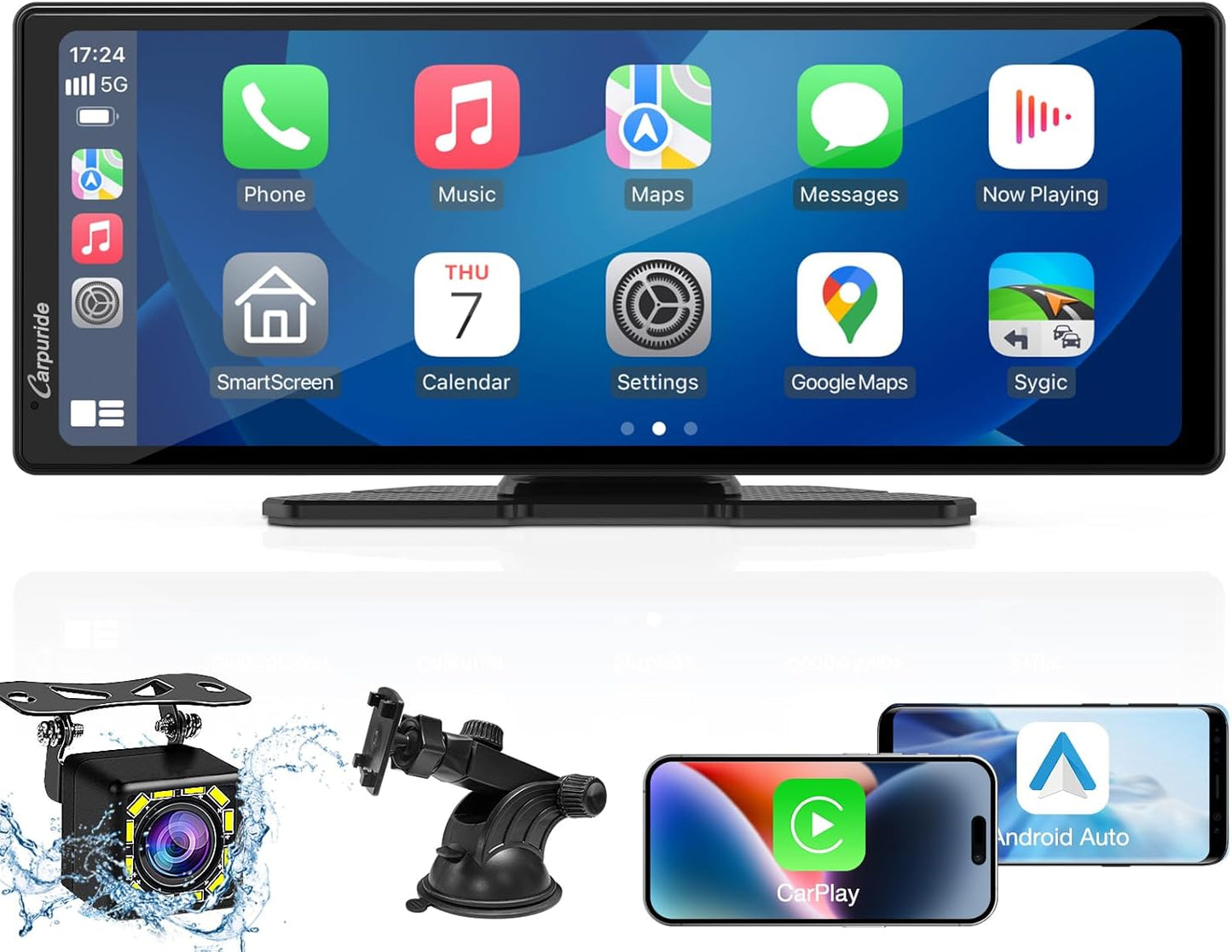 2025 CARPURIDE 9.3 Inch Carplay Screen for Car, Compatible with Wireless/Wired Apple CarPlay, Android Auto and Mirror Link - Bluetooth Audio, Navigation,Siri, FM, AUX, C92 with Backup Cam