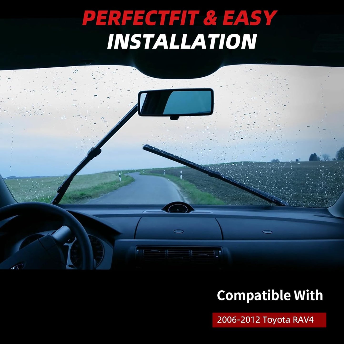 OTUAYAUTO Premium Windshield Wiper Blades - Replacement for Toyota RAV4 2006-2012 - Precision Fit, All-Weather Performance, Front and Rear Wiper Blades, U Hook - 24"+17"+12" (Pack of 3)