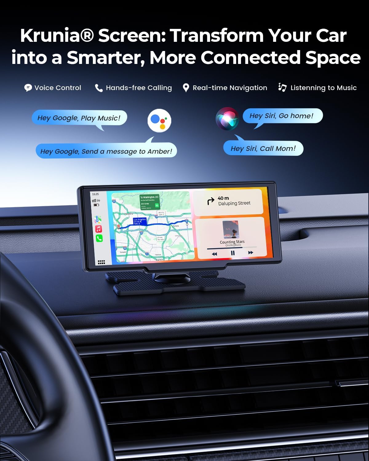 8.1" Wireless Portable 60FPS Car Play Screen for Apple CarPlay & Android Auto, OTA Updates, Backup Camera, Mirror Link, Bluetooth, Voice Control, GPS Navigation