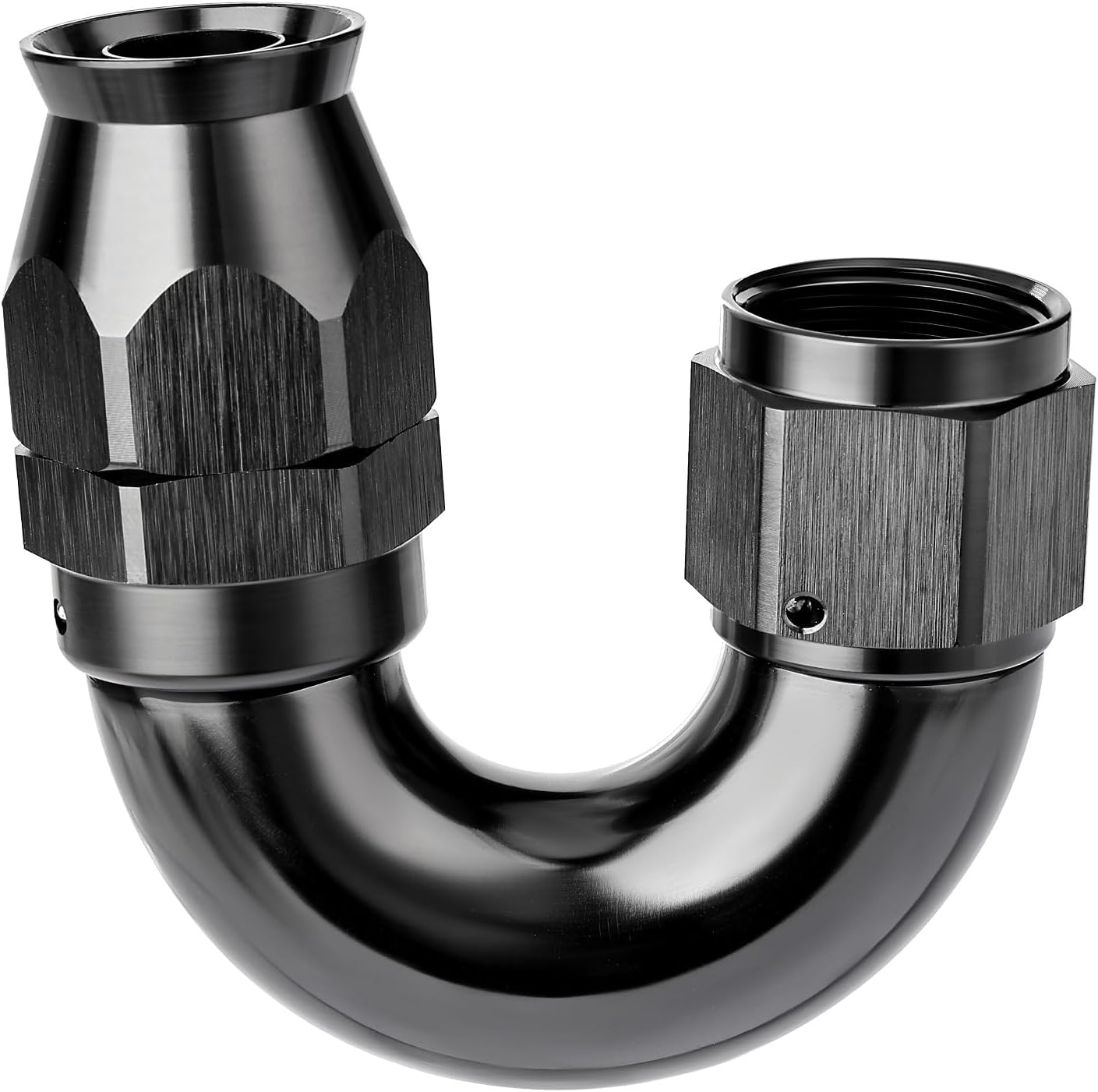 EVIL ENERGY 8AN 180 Degree PTFE One Piece Full Flow End Hose Fitting Aluminum Black