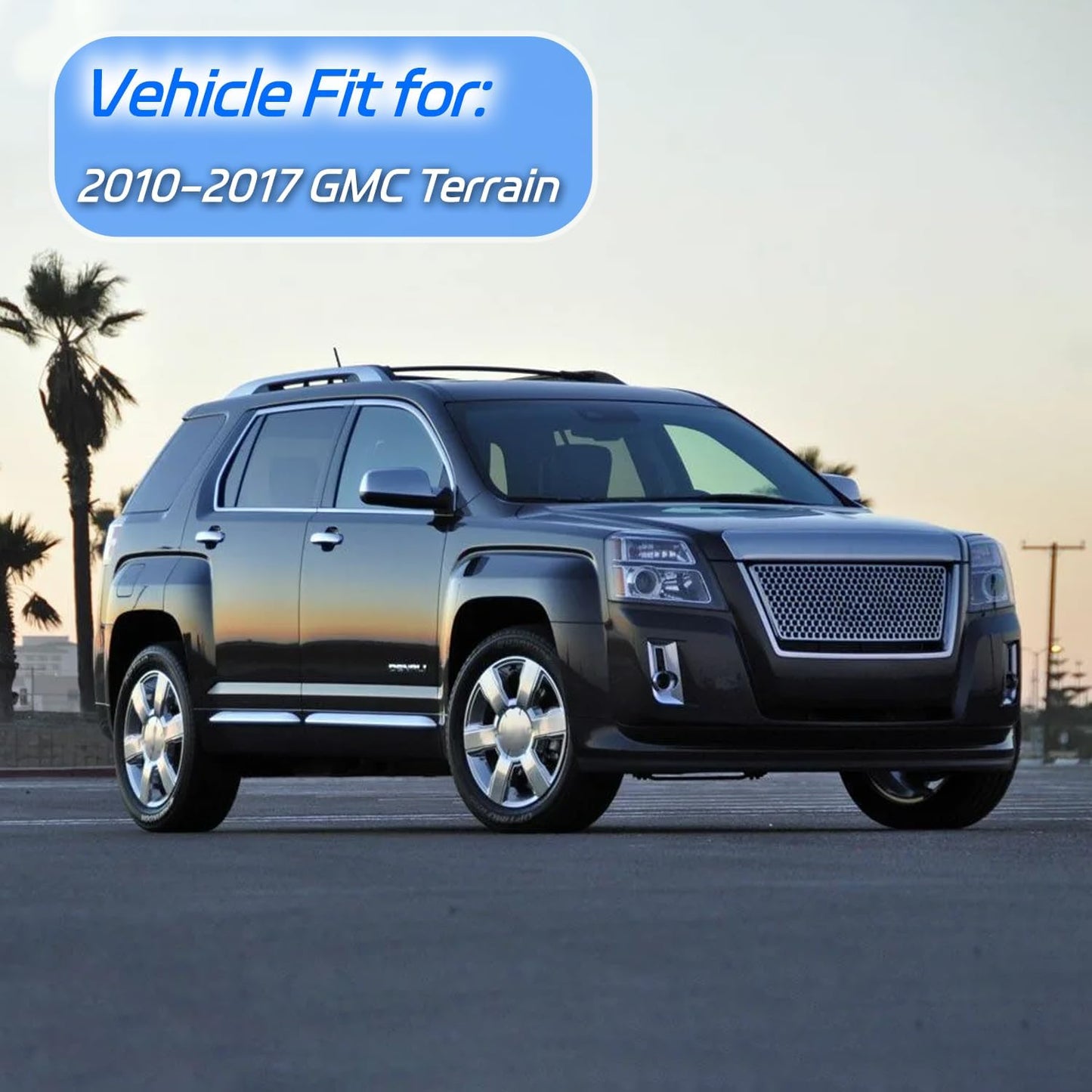 Rain Guard Fit for 2010-2017 GMC Terrain, Outside-Mount Side Window Visor Deflector, Dark Smoke Sun Vent Shade Shield, 2010 2011 2012 2013 2014 2015 2016 2017, 4pcs