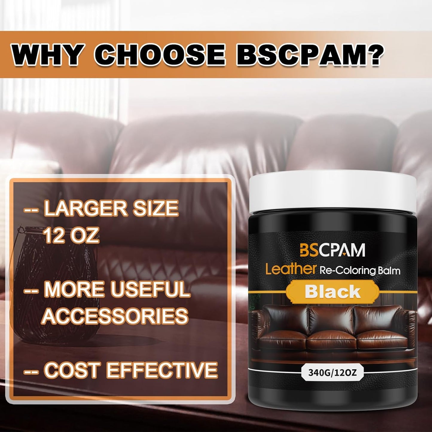 12oz Leather Recoloring Balm & 3.4oz Mink Oil Leather Conditioner kit,Black Leather Color Repair Kits for Couches, Leather Couch Paint Scratch Repair for Furniture Car Sofa Shoes Leather Dye