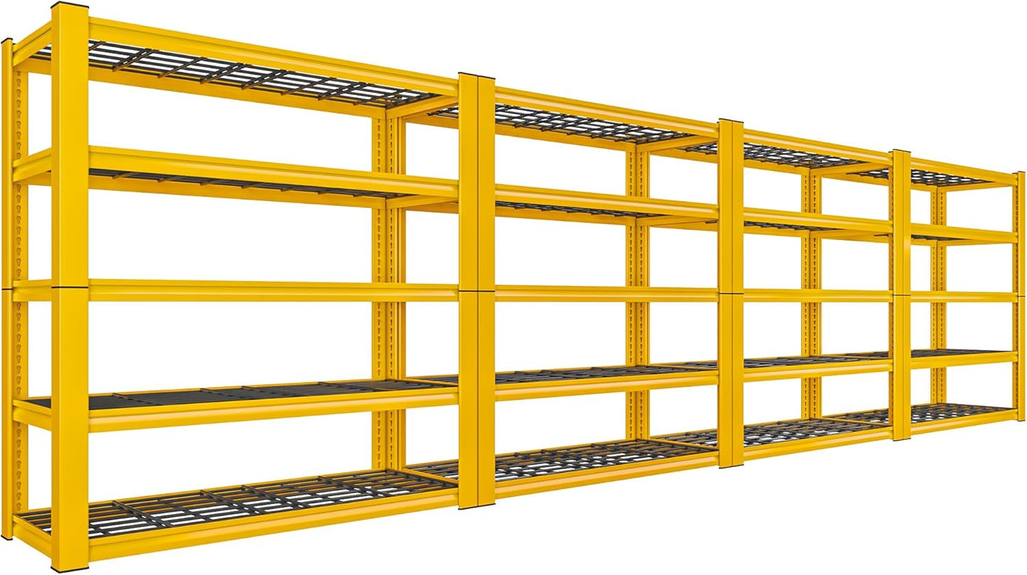 REIBII 72''H Garage Shelving 3010 LBS Storage Shelves Adjustable Metal Shelving 5 Tier Metal Shelves for Storage Industrial Shelf for Pantry Kitchen Basement 72" HX35.5 WX16 D, 4 Pack