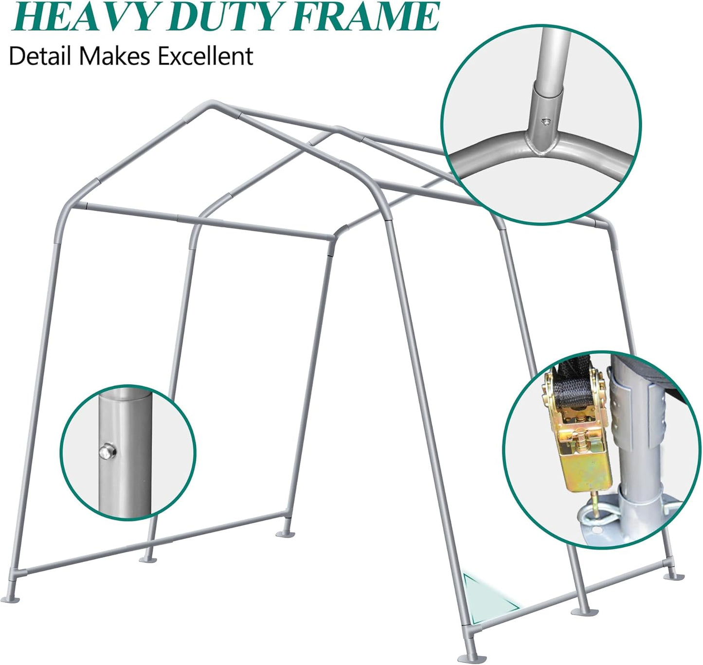 8' x 8' Outdoor Storage Shelter Shed- Heavy Duty Storage Tent with Roll-up Ventilated Windows, Portable Garage Zipper Storage shed for Bike, ATV, Motorcycle Shelter, Gray