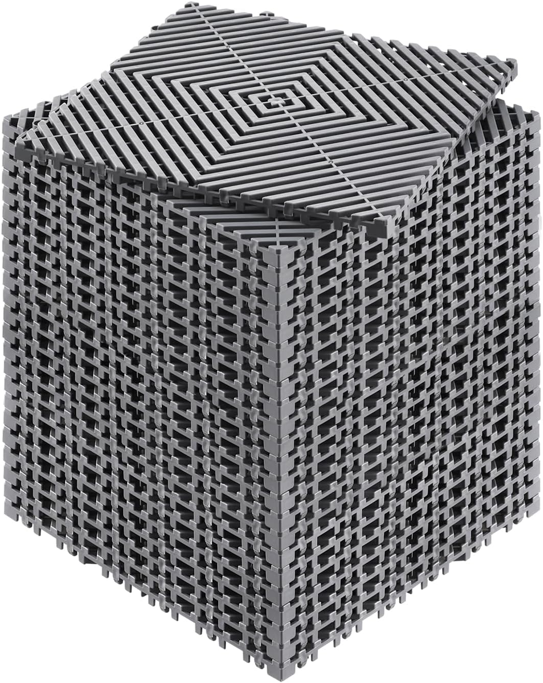 VEVOR Interlocking Drainage Mat, 12” x 12” Modular Interlocking Cushion, 24 Pcs Splicing Drainage Mats, Non-Slip Gray PP Drainage Floor Tile and Shower Mat, for Garage, Garden, Kitchen & Outdoor