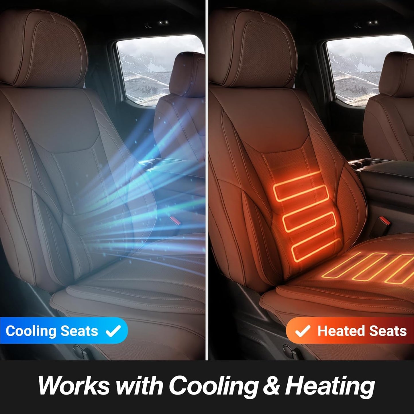 Coverland Custom Car Seat Covers Compatible with Silverado 1500, Frontier, Tacoma - Premium Leather Non-Slip Memory Foam Waterproof Interior Protector Front Seat-Dark Brown [See Size Chart-Size A31]