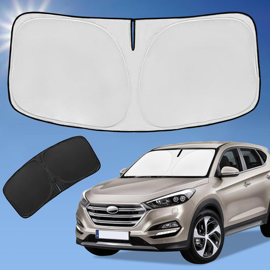 Sun Shade Sunshade for Hyundai Tucson Windshield Cover,4-Layer Front Window Shade Custom fit Tucson 2016-2021 Sun Visor 240T Retractable Shade Blocks UV Rays Cooler Car Accessories