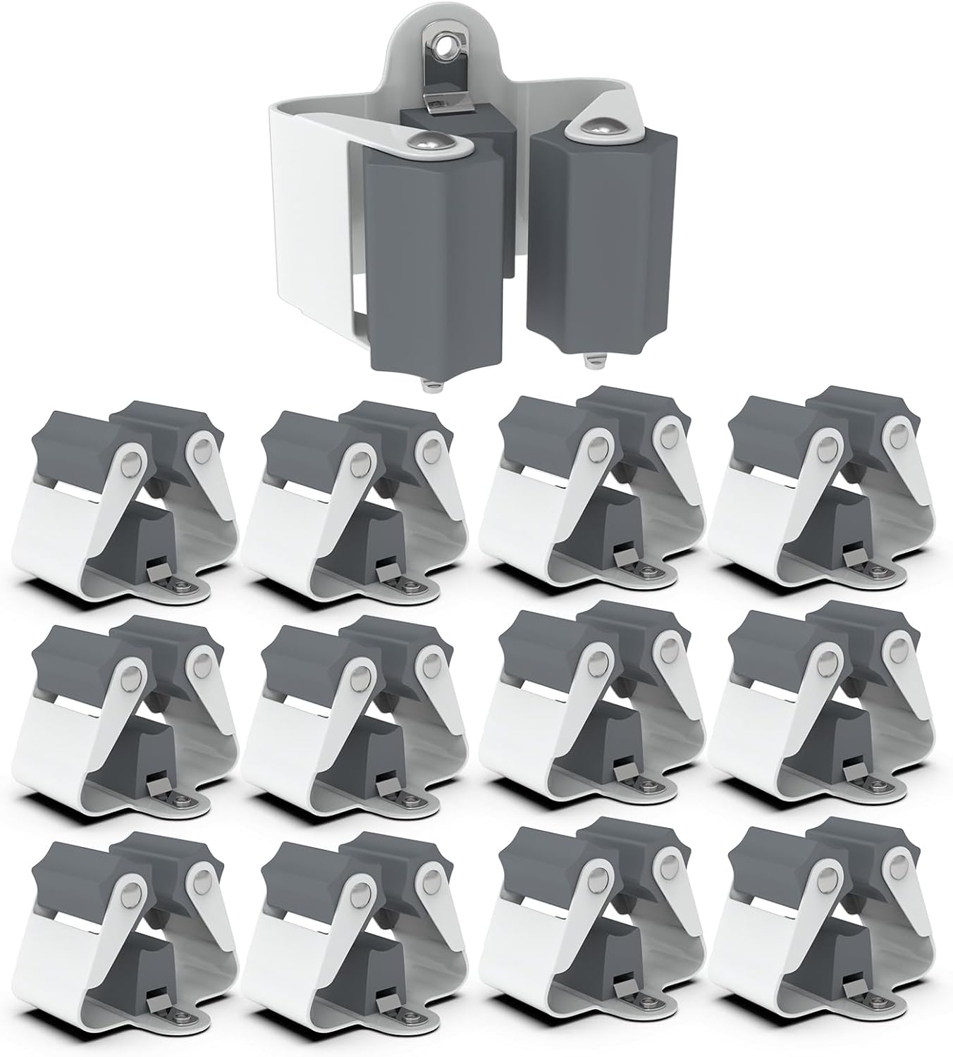 3-H Broom Holder Wall Mount 12 Pack, Mop and Broom Holder Wall Mount for Hanging and Organizing Shovel,Rake,Brush,Yard Tools in Laundry Room Garden Garage (grey)