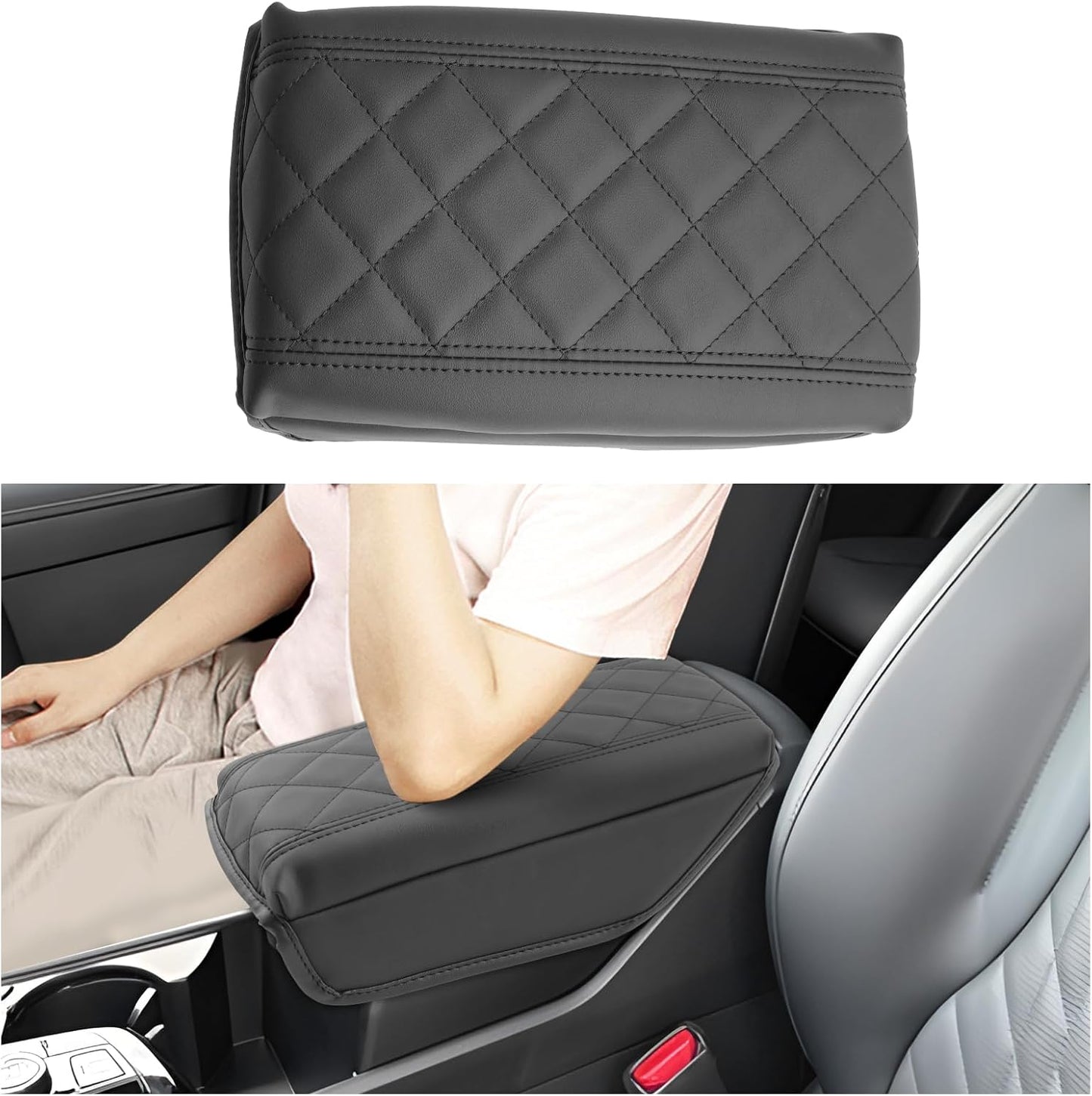 SXCY for 2024 2025 Sportage Armrest Cover Pad for Kia Sportage 2024 2025 Accessories 2023 2024 2025 Sportage Center Console Cover 2025 Sportage Middle Console Cover (Thicken Pad Checkered Pattern)