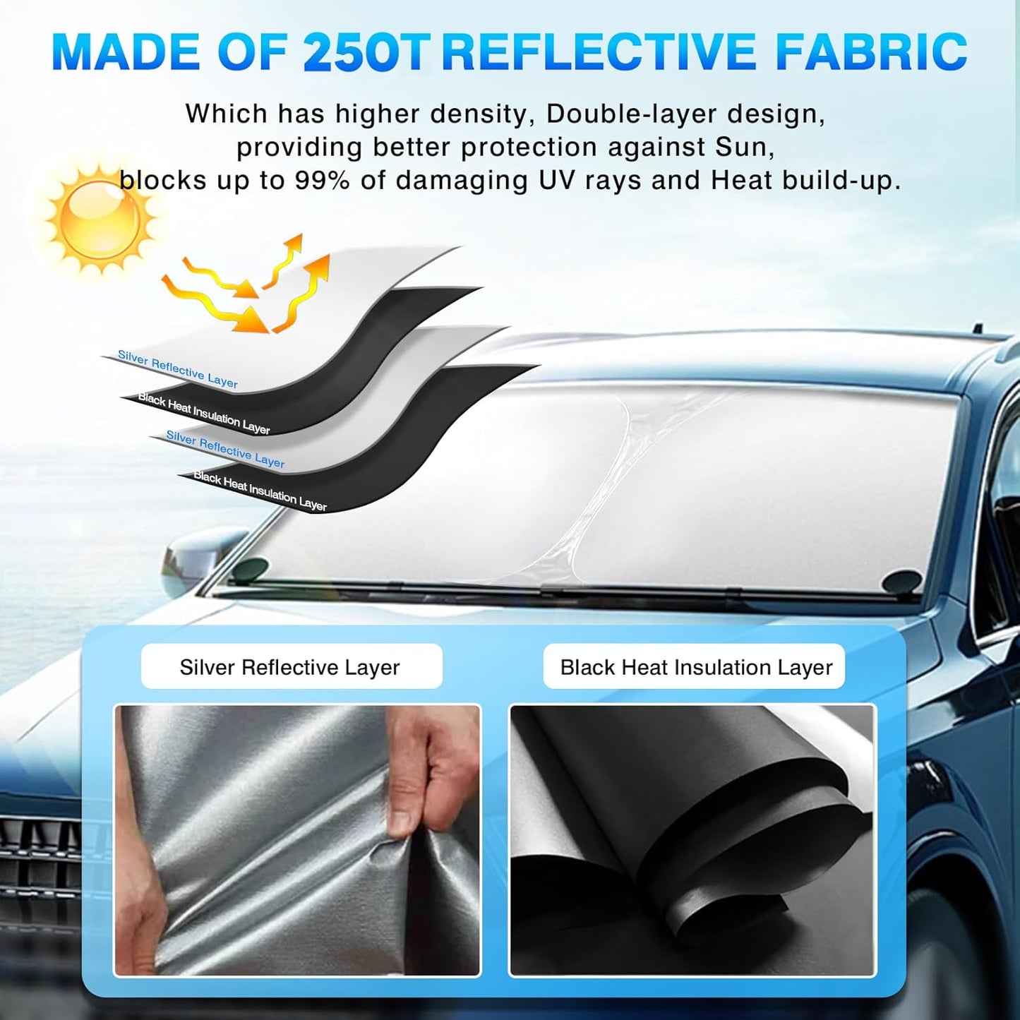 KUST Windshield Sun Shade for Nissan Sentra 2007-2012 Accessories Custom Fit Sunshade Foldable Window Sun Visor Protector Blocks UV Rays Keep Your Car Cooler