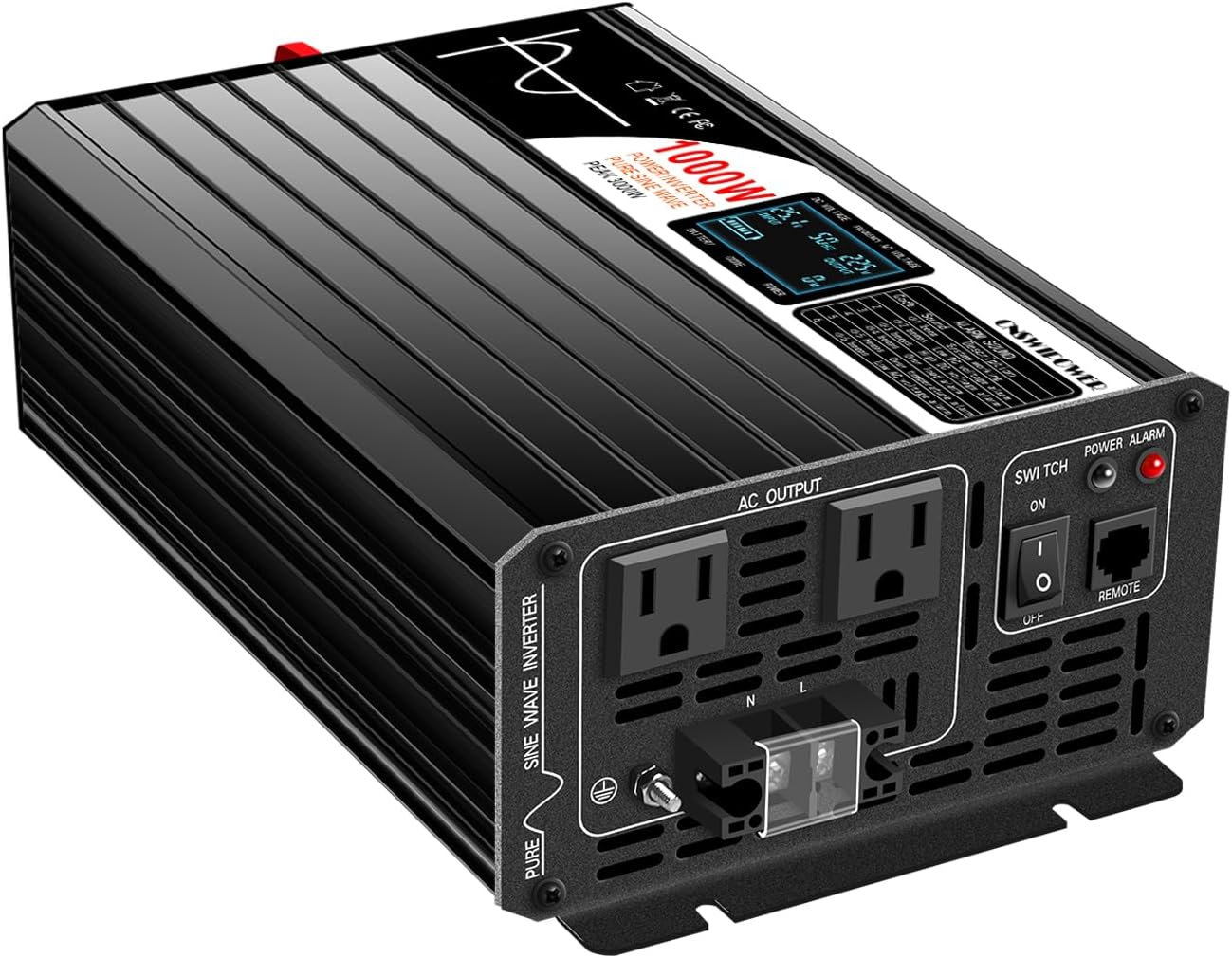 Xijia Pure Sine Wave Solar Power DC rv Converter to AC 120V 60HZ Solar Converter for Home Use car (DC12V (Range 10V-15V) 1000W-LCD)